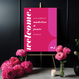 Welkomstroze magenta retro Abstract huwelijk Poster