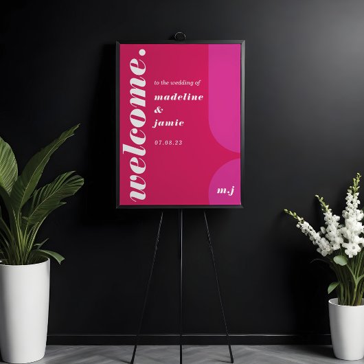 Welkomstroze magenta retro Abstract huwelijk Poster