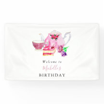 Welkomstroze Waterverf op feestdag Tea Party