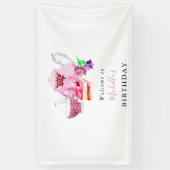 Welkomstroze Waterverf op feestdag Tea Party Spandoek (Verticaal)