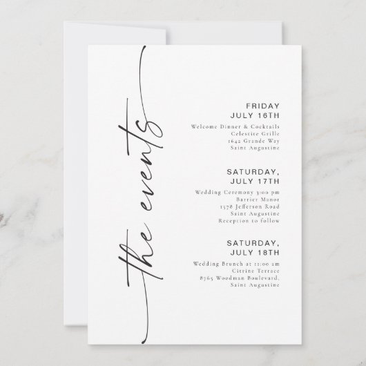 Welkomstschema BLAIR Modern Boho Wedding Weekend Kaart (Achterkant)