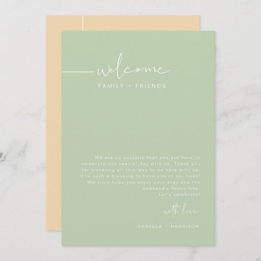 Welkomstschema van het weekend-weddenschap LEAH Pa Kaart (Voorkant / Achterkant)