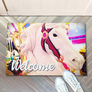 Welkomstscherm Vet Carnival Carrousel Horse Foto Deurmat