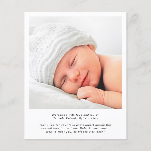 Welkomstscript Aankondiging geboorte foto (Achterkant)