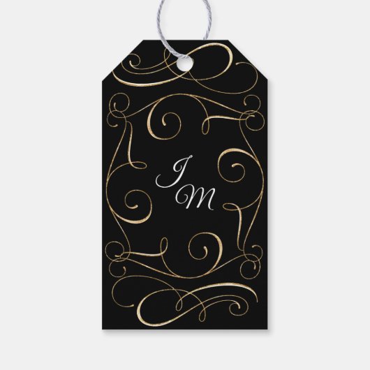 Welkomstscriptkalligrafie - Typografie Gold Scroll Cadeaulabel (Achterkant)