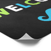Welkomstsignalen blauwe en groene snor poster (Hoek)