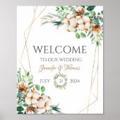 Welkomstsignalen voor bruiloft Eucalyptus & Cotton Poster (Voorkant)