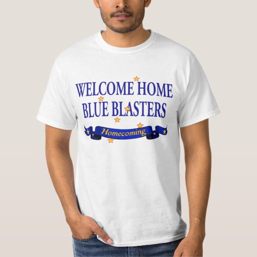 Welkomststartblauw-blasters T-shirt (Voorkant)
