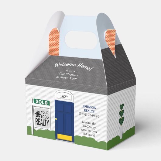 Welkomststartbordbord Blauwe deur Bedankdoosjes (Achterkant)