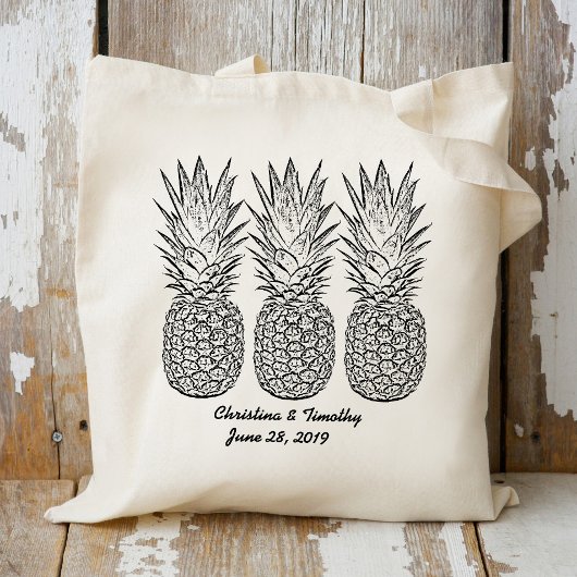 Welkomsttas van anananas, bruiloft, cadeau tote bag