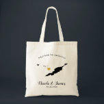Welkomsttas van Anguilla Wedding, zwart & goud Tote Bag<br><div class="desc">Het weekend van de bruiloft heet cadeautas voor gasten uit de stad voor je bruiloft,  met afbeelding van Anguilla,  met gouden hart. Vul het tas met je favoriete godies.</div>