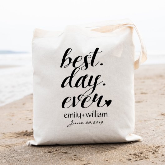Welkomsttas van de bruiloft "Beste dag ooit", voor Tote Bag