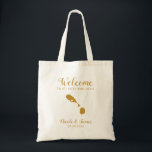 Welkomsttas van St. Kitts en Nevis Wedding, Gold Tote Bag<br><div class="desc">Het weekend van de bruiloft heet cadeautas voor gasten uit de stad voor je bruiloft,  met afbeelding van St. Kitts en Nevis,  met hart dat je op de precieze locatie kunt plaatsen. Vul tas met je favoriete godies.</div>
