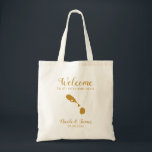Welkomsttas van St. Kitts en Nevis Wedding, Gold Tote Bag<br><div class="desc">Het weekend van de bruiloft heet cadeautas voor gasten uit de stad voor je bruiloft,  met afbeelding van St. Kitts en Nevis,  met hart dat je op de precieze locatie kunt plaatsen. Vul tas met je favoriete godies.</div>