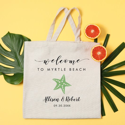 Welkomsttas van Starfish Wedding, lichtgroen Tote Bag