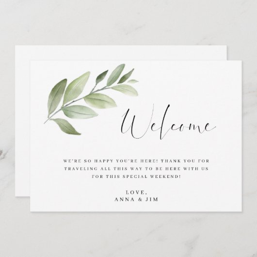 Welkomsttas voor bruiloft Kaart invoegen (Voorkant / Achterkant)