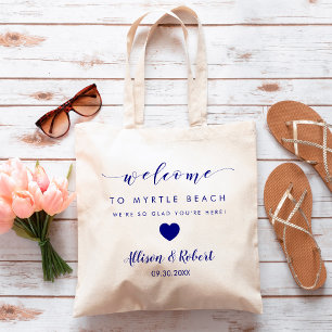 Welkomsttas voor bruiloft, Navy Blue, Hotel Destin Tote Bag