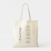 Welkomsttas voor bruiloft + reisroute, slaaggroen tote bag (Achterkant)