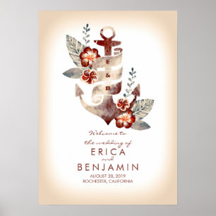 Welkomstteken anchor Nautical Beach Weddenschap Poster