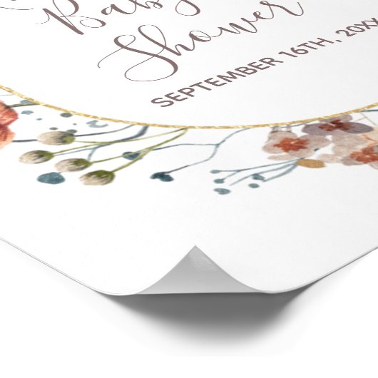 Welkomstteken Autumn Wildbloemen Waterverf Poster (Hoek)