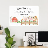 Welkomstteken Baby shower Boerderij Baby Animals P Poster (Thuiskantoor)