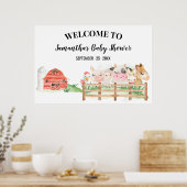 Welkomstteken Baby shower Boerderij Baby Animals P Poster (Keuken)