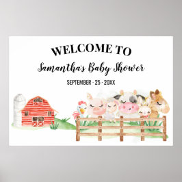 Welkomstteken Baby shower Boerderij Baby Animals P Poster
