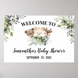 Welkomstteken Baby shower Forest Animals Poster