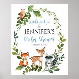 Welkomstteken Baby shower Woodland Poster