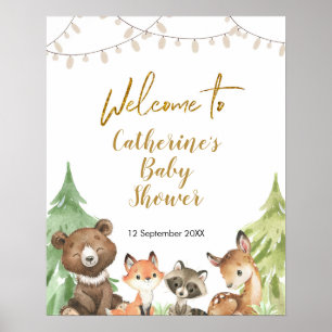 Welkomstteken Baby shower Woodland Poster