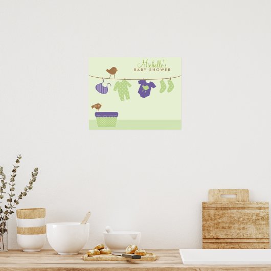 Welkomstteken baby wasgoed Baby shower Poster (Keuken)