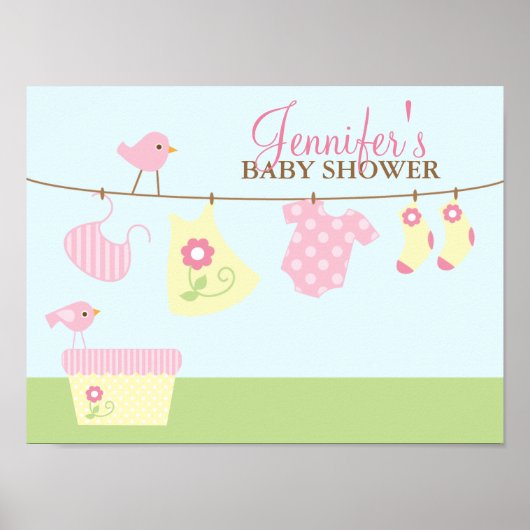 Welkomstteken baby wasgoed Baby shower Poster (Voorkant)