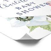 Welkomstteken bij Navy & Blush Baby shower Poster (Hoek)