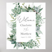 Welkomstteken bij Succulent en Eucalyptus Wedding Poster (Voorkant)