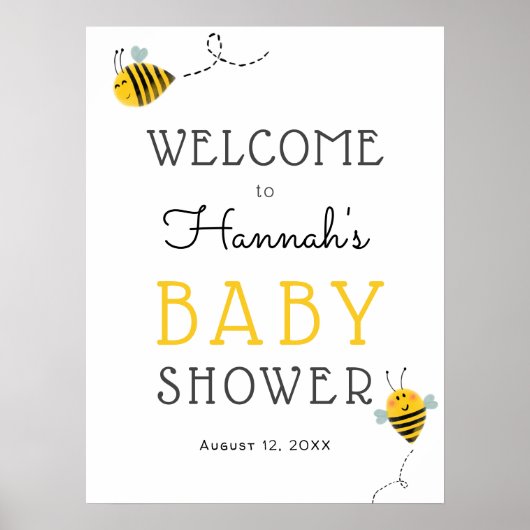 Welkomstteken bije Baby shower Poster (Voorkant)