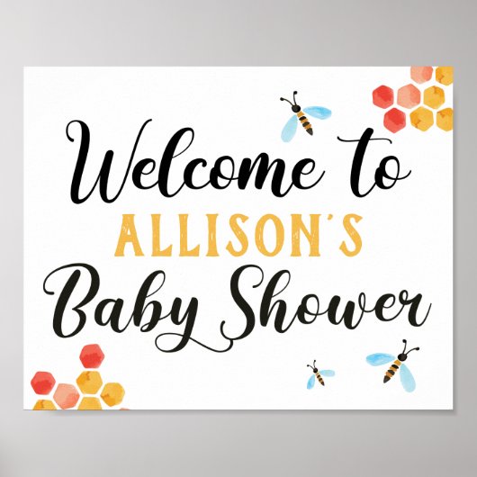 Welkomstteken bije Baby shower Poster (Voorkant)