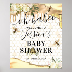 Welkomstteken bijen Baby shower Poster