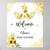 Welkomstteken bijen baby shower poster (Voorkant)