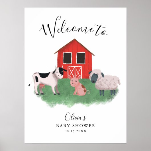 Welkomstteken Boerderij thema Baby shower Poster (Voorkant)