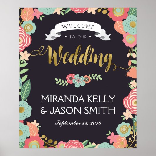Welkomstteken bruiloft / trouwe bruiloft poster (Voorkant)