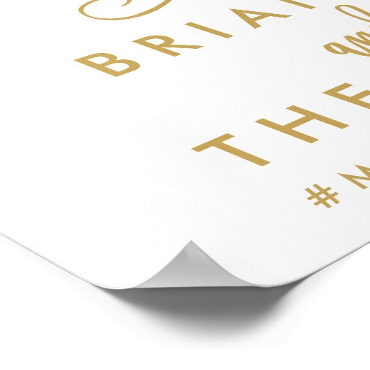 Welkomstteken chic Hand Lettered Gold Wedding Poster (Hoek)