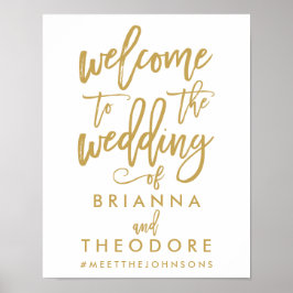 Welkomstteken chic Hand Lettered Gold Wedding Poster