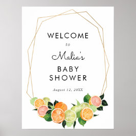 Welkomstteken Citrus Fruit Cutie Baby shower Poster