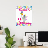 Welkomstteken Elephant met de naam Birthday party Poster (Thuiskantoor)