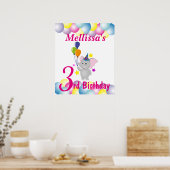Welkomstteken Elephant met de naam Birthday party Poster (Keuken)