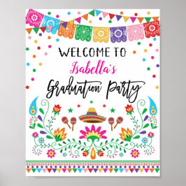 Welkomstteken Floral Fiesta Graduation Party Poster