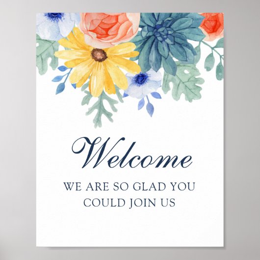 Welkomstteken Floral Succulent Vrijgezellenfeest P Poster (Voorkant)