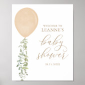 Welkomstteken Gold ballon Eucalyptus Baby shower Poster (Voorkant)