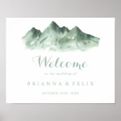 Welkomstteken groene bergen Land Weddenschap Poster (Voorkant)