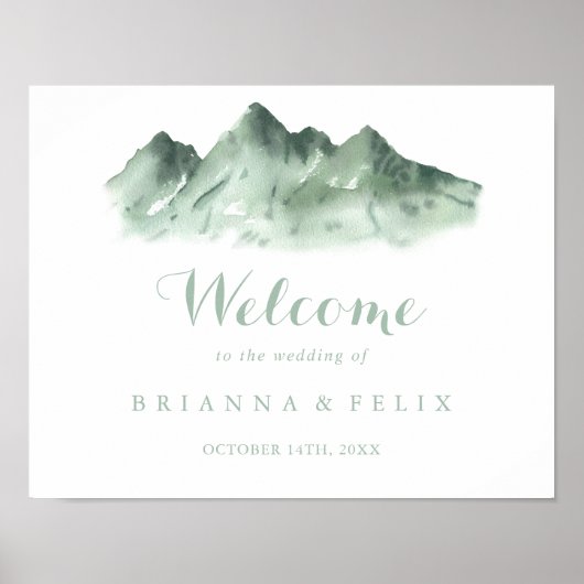 Welkomstteken groene bergen Land Weddenschap Poster (Voorkant)
